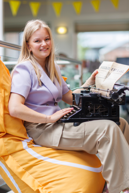 Calla met typemachine