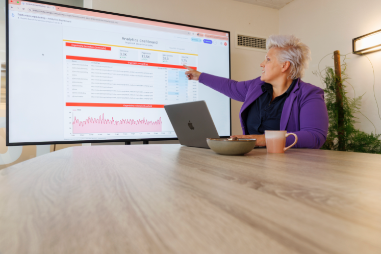 Jorien uitleggen bij digitale bord